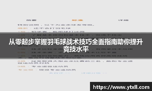 从零起步掌握羽毛球战术技巧全面指南助你提升竞技水平